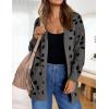 ZESICA Women’s Spring Winter Long Sleeves Open Front Leopard Print Knitted Sweater Cardigan Coat Outwear(A Dark Grey)
