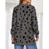 ZESICA Women’s Spring Winter Long Sleeves Open Front Leopard Print Knitted Sweater Cardigan Coat Outwear(A Dark Grey)