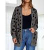 ZESICA Women’s Spring Winter Long Sleeves Open Front Leopard Print Knitted Sweater Cardigan Coat Outwear(A Dark Grey)