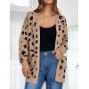 ZESICA Women’s Spring Winter Long Sleeves Open Front Leopard Print Knitted Sweater Cardigan Coat Outwear(A Khaki)