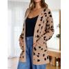 ZESICA Women’s Spring Winter Long Sleeves Open Front Leopard Print Knitted Sweater Cardigan Coat Outwear(A Khaki)