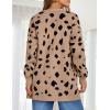 ZESICA Women’s Spring Winter Long Sleeves Open Front Leopard Print Knitted Sweater Cardigan Coat Outwear(A Khaki)