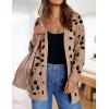 ZESICA Women’s Spring Winter Long Sleeves Open Front Leopard Print Knitted Sweater Cardigan Coat Outwear(A Khaki)