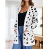 ZESICA Women’s Spring Winter Long Sleeves Open Front Leopard Print Knitted Sweater Cardigan Coat Outwear(A White)