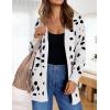 ZESICA Women’s Spring Winter Long Sleeves Open Front Leopard Print Knitted Sweater Cardigan Coat Outwear(A White)