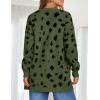ZESICA Women’s Spring Winter Long Sleeves Open Front Leopard Print Knitted Sweater Cardigan Coat Outwear(Armygreen)