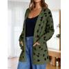 ZESICA Women’s Spring Winter Long Sleeves Open Front Leopard Print Knitted Sweater Cardigan Coat Outwear(Armygreen)