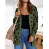 ZESICA Women’s Spring Winter Long Sleeves Open Front Leopard Print Knitted Sweater Cardigan Coat Outwear(Armygreen)
