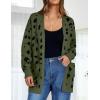 ZESICA Women’s Spring Winter Long Sleeves Open Front Leopard Print Knitted Sweater Cardigan Coat Outwear(Armygreen)