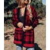 ZESICA Women’s Spring Winter Long Sleeves Open Front Leopard Print Knitted Sweater Cardigan Coat Outwear(Red Plaid)