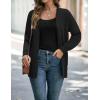 ZESICA Women’s Spring Winter Long Sleeves Open Front Leopard Print Knitted Sweater Cardigan Coat Outwear(Solid Black)