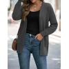 ZESICA Women’s Spring Winter Long Sleeves Open Front Leopard Print Knitted Sweater Cardigan Coat Outwear(Solid Grey)