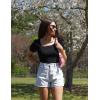 ZESICA Women’s Square Neck Puff Sleeve Tops 2026 Summer Ribbed Fitted Casual Work Business Basic T Shirts(Black)