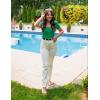 ZESICA Women’s Square Neck Puff Sleeve Tops 2026 Summer Ribbed Fitted Casual Work Business Basic T Shirts(Green)