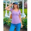 ZESICA Women’s Square Neck Puff Sleeve Tops 2026 Summer Ribbed Fitted Casual Work Business Basic T Shirts(Purple)