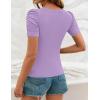 ZESICA Women’s Square Neck Puff Sleeve Tops 2026 Summer Ribbed Fitted Casual Work Business Basic T Shirts(Purple)