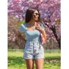 ZESICA Women’s Square Neck Puff Sleeve Tops 2026 Summer Ribbed Fitted Casual Work Business Basic T Shirts(Skyblue)