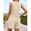 ZESICA Womens Summer 2 Piece Short Sets 2026 Suit Vest Tops Matching Set Business Casual Dressy Outfits(Apricot)