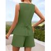 ZESICA Womens Summer 2 Piece Short Sets 2026 Suit Vest Tops Matching Set Business Casual Dressy Outfits(Green)