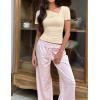 ZESICA Womens Summer Asymmetrical T Shirts Ruched Fitted Short Sleeve Y2K Going Out Tops 2026 Spring Fashion Vacation Outfits(Apricot)
