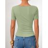 ZESICA Womens Summer Asymmetrical T Shirts Ruched Fitted Short Sleeve Y2K Going Out Tops 2026 Spring Fashion Vacation Outfits(Green)