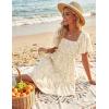 ZESICA Women’s Summer Boho Floral Mini Dress 2026 Casual Short Sleeve Square Neck Swing Beach Vacation Sundress(Apricot)