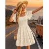 ZESICA Women’s Summer Boho Floral Mini Dress 2026 Casual Short Sleeve Square Neck Swing Beach Vacation Sundress(Apricot)