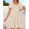 ZESICA Women’s Summer Boho Floral Mini Dress 2026 Casual Short Sleeve Square Neck Swing Beach Vacation Sundress(Apricot)