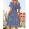 ZESICA Women’s Summer Boho Floral Mini Dress 2026 Casual Short Sleeve Square Neck Swing Beach Vacation Sundress(Dusty Blue)