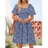 ZESICA Women’s Summer Boho Floral Mini Dress 2026 Casual Short Sleeve Square Neck Swing Beach Vacation Sundress(Dusty Blue)