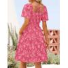 ZESICA Women’s Summer Boho Floral Mini Dress 2026 Casual Short Sleeve Square Neck Swing Beach Vacation Sundress(Hot Pink)