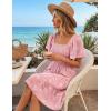 ZESICA Women’s Summer Boho Floral Mini Dress 2026 Casual Short Sleeve Square Neck Swing Beach Vacation Sundress(Pink)