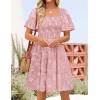 ZESICA Women’s Summer Boho Floral Mini Dress 2026 Casual Short Sleeve Square Neck Swing Beach Vacation Sundress(Pink)