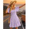 ZESICA Women’s Summer Boho Floral Mini Dress 2026 Casual Short Sleeve Square Neck Swing Beach Vacation Sundress(Purple)