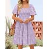 ZESICA Women’s Summer Boho Floral Mini Dress 2026 Casual Short Sleeve Square Neck Swing Beach Vacation Sundress(Purple)
