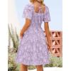 ZESICA Women’s Summer Boho Floral Mini Dress 2026 Casual Short Sleeve Square Neck Swing Beach Vacation Sundress(Purple)