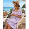 ZESICA Women’s Summer Boho Floral Mini Dress 2026 Casual Short Sleeve Square Neck Swing Beach Vacation Sundress(Purple)