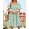 ZESICA Women’s Summer Boho Floral Mini Dress 2026 Casual Short Sleeve Square Neck Swing Beach Vacation Sundress(Sage)