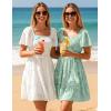 ZESICA Women’s Summer Boho Floral Mini Dress 2026 Casual Short Sleeve Square Neck Swing Beach Vacation Sundress(White)