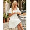 ZESICA Women’s Summer Boho Floral Mini Dress 2026 Casual Short Sleeve Square Neck Swing Beach Vacation Sundress(White)