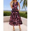 ZESICA Women’s Summer Boho Floral Sleeveless Midi Dress 2026 V Neck Elastic High Waist Flowy Casual Beach Long Dresses(Black)