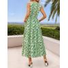 ZESICA Women’s Summer Boho Floral Sleeveless Midi Dress 2026 V Neck Elastic High Waist Flowy Casual Beach Long Dresses(Green)