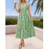 ZESICA Women’s Summer Boho Floral Sleeveless Midi Dress 2026 V Neck Elastic High Waist Flowy Casual Beach Long Dresses(Green)