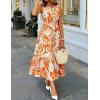 ZESICA Women’s Summer Boho Floral Sleeveless Midi Dress 2026 V Neck Elastic High Waist Flowy Casual Beach Long Dresses(Orange)