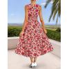 ZESICA Women’s Summer Boho Floral Sleeveless Midi Dress 2026 V Neck Elastic High Waist Flowy Casual Beach Long Dresses(Pink)