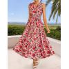 ZESICA Women’s Summer Boho Floral Sleeveless Midi Dress 2026 V Neck Elastic High Waist Flowy Casual Beach Long Dresses(Pink)