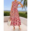 ZESICA Women’s Summer Boho Floral Sleeveless Midi Dress 2026 V Neck Elastic High Waist Flowy Casual Beach Long Dresses(Pink)