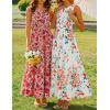 ZESICA Women’s Summer Boho Floral Sleeveless Midi Dress 2026 V Neck Elastic High Waist Flowy Casual Beach Long Dresses(Pink)