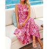 ZESICA Women’s Summer Boho Floral Sleeveless Midi Dress 2026 V Neck Elastic High Waist Flowy Casual Beach Long Dresses(Rose)