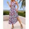 ZESICA Women’s Summer Boho Floral Sleeveless Midi Dress 2026 V Neck Elastic High Waist Flowy Casual Beach Long Dresses(Sky Blue)